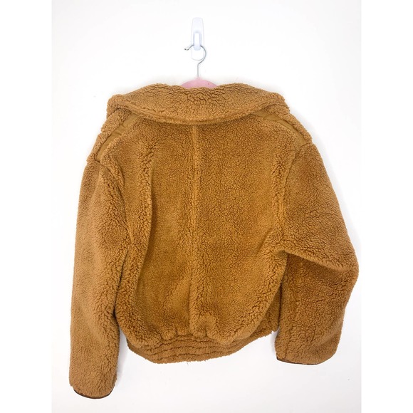 Free People Joplin Cozy Cropped Teddy Jacket in Camel Size XS - Picture 4 of 4